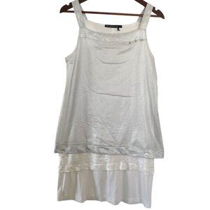 Mado et les Autres Layered Drop Waist Shift Dress Size 2 White Silver Sleeveless